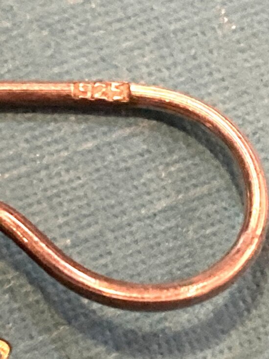 Cognac amber and silver drop earrings - Picture 4 of 4